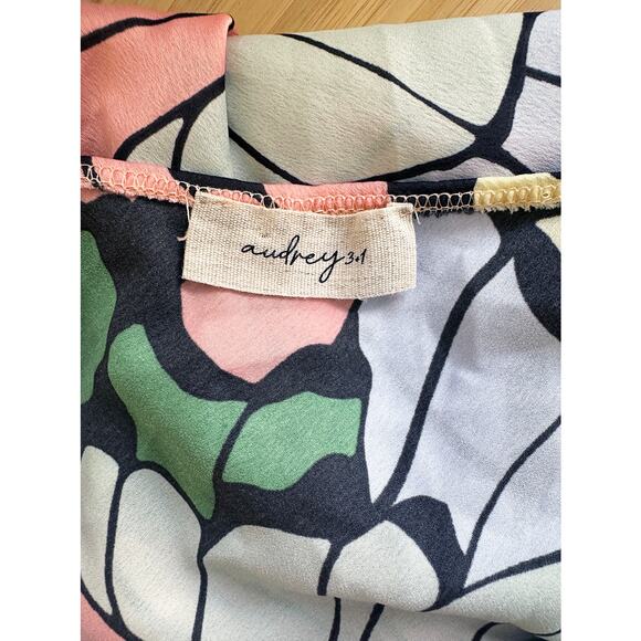 Pink Butterfly Floral Cowl Neck Slit Dress Mid Calf Size Small - Picture 5 of 5